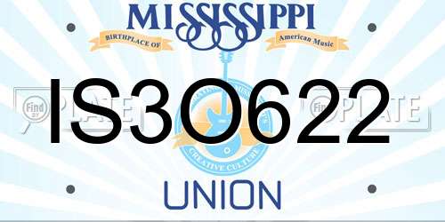 IS3O622 Mississippi License Plate