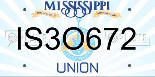 IS3O672 Mississippi License Plate