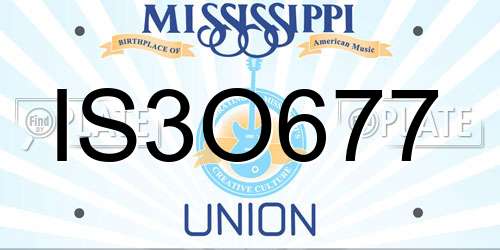 IS3O677 Mississippi License Plate