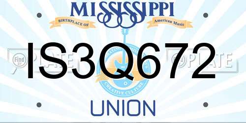 IS3Q672 Mississippi License Plate