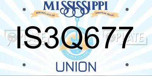 IS3Q677 Mississippi License Plate