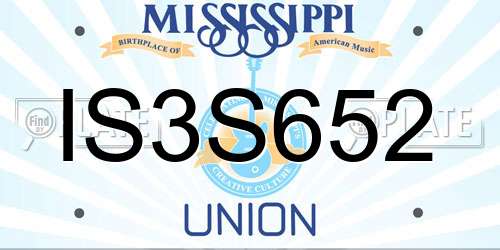 IS3S652 Mississippi License Plate
