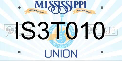 IS3T010 Mississippi License Plate
