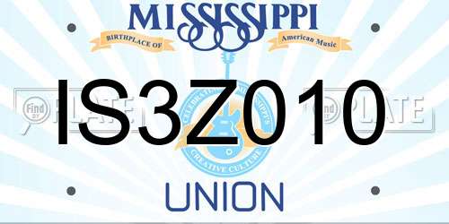 IS3Z010 Mississippi License Plate