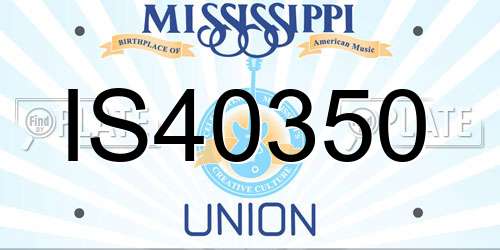 IS40350 Mississippi License Plate