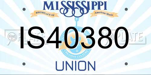 IS40380 Mississippi License Plate