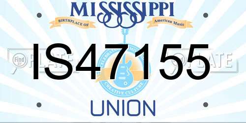 IS47155 Mississippi License Plate