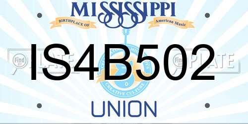 IS4B502 Mississippi License Plate