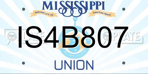 IS4B807 Mississippi License Plate