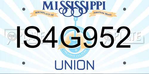 IS4G952 Mississippi License Plate