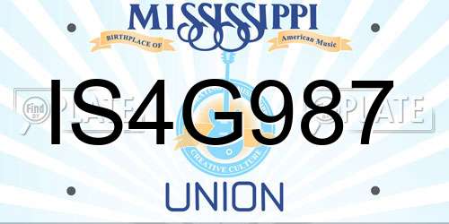 IS4G987 Mississippi License Plate