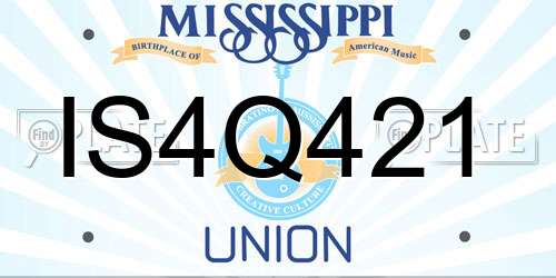 IS4Q421 Mississippi License Plate