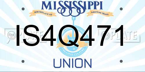 IS4Q471 Mississippi License Plate