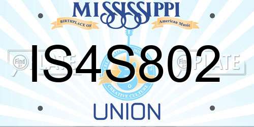 IS4S802 Mississippi License Plate