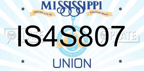 IS4S807 Mississippi License Plate