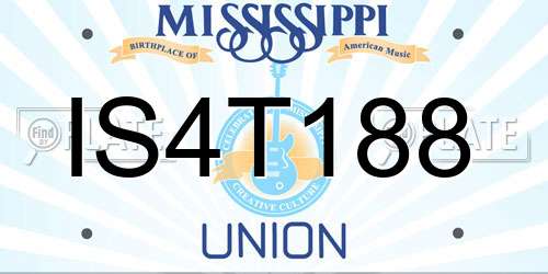 IS4T188 Mississippi License Plate