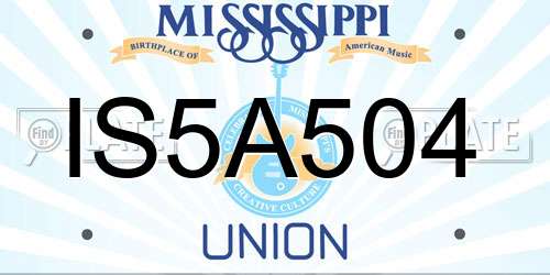 IS5A504 Mississippi License Plate