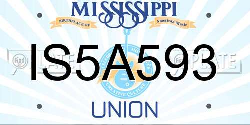 IS5A593 Mississippi License Plate