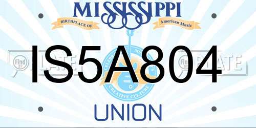 IS5A804 Mississippi License Plate