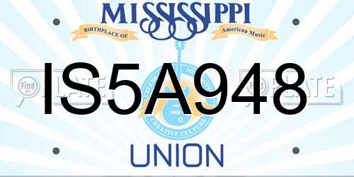 IS5A948 Mississippi License Plate