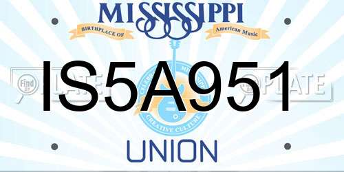 IS5A951 Mississippi License Plate