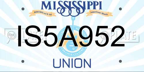 IS5A952 Mississippi License Plate
