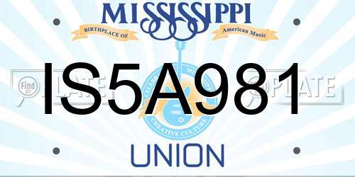 IS5A981 Mississippi License Plate