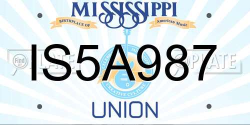 IS5A987 Mississippi License Plate