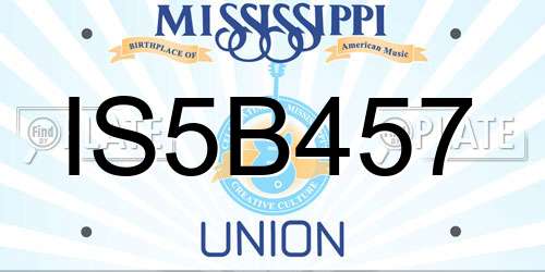 IS5B457 Mississippi License Plate