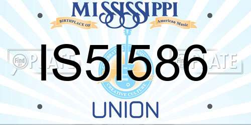 IS5I586 Mississippi License Plate