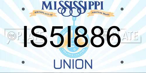 IS5I886 Mississippi License Plate