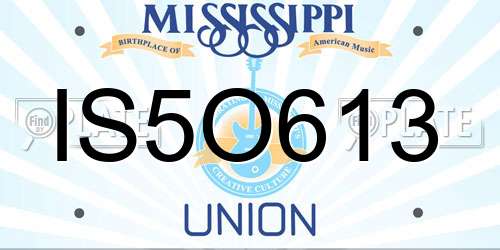 IS5O613 Mississippi License Plate