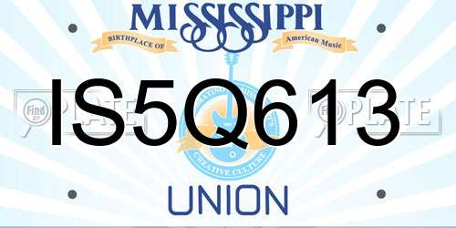 IS5Q613 Mississippi License Plate