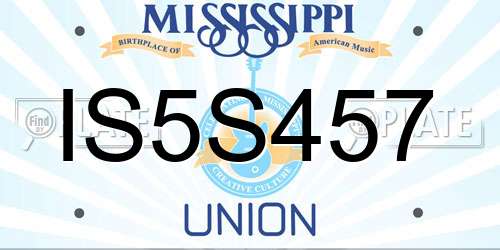IS5S457 Mississippi License Plate