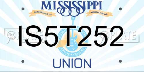 IS5T252 Mississippi License Plate