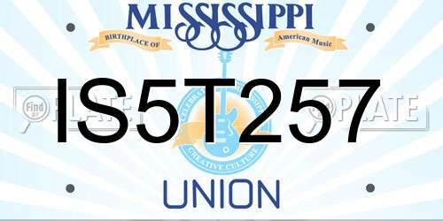 IS5T257 Mississippi License Plate