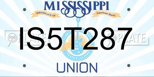 IS5T287 Mississippi License Plate