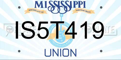 IS5T419 Mississippi License Plate