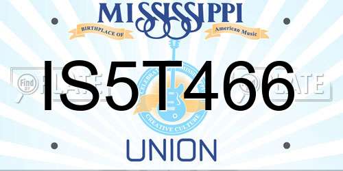 IS5T466 Mississippi License Plate