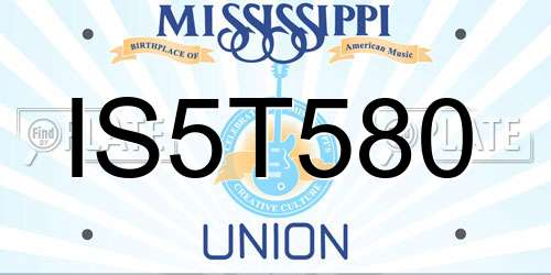 IS5T580 Mississippi License Plate