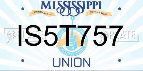 IS5T757 Mississippi License Plate