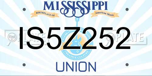 IS5Z252 Mississippi License Plate