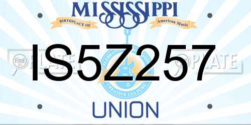 IS5Z257 Mississippi License Plate