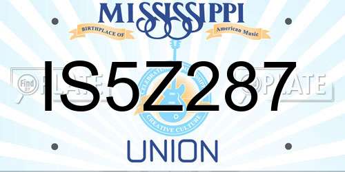 IS5Z287 Mississippi License Plate
