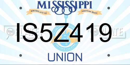 IS5Z419 Mississippi License Plate