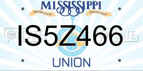 IS5Z466 Mississippi License Plate