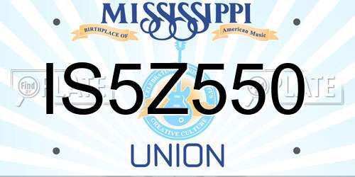 IS5Z550 Mississippi License Plate