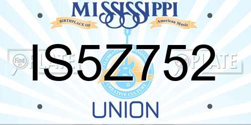 IS5Z752 Mississippi License Plate