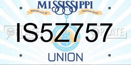 IS5Z757 Mississippi License Plate