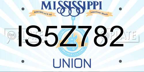 IS5Z782 Mississippi License Plate